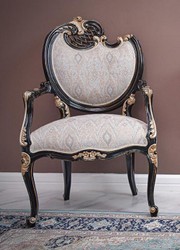 Casa Padrino fauteuil baroque de luxe côté gauche gris / noir / or - Meubles baroques - Fabriqué en Italie