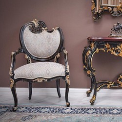 Casa Padrino fauteuil baroque de luxe côté gauche gris / noir / or - Meubles baroques - Fabriqué en Italie