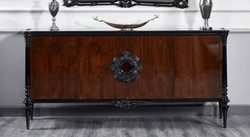 Prunkvolles Luxus Barock Sideboard mit 4 Türen Schwarz Dunkelbraun