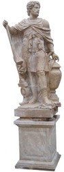 Casa Padrino Antique Style Marble Sculpture Roman on Column Left Side Beige H. 280 cm