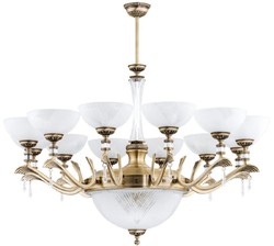 Casa Padrino lampadario barocco di lusso in cristallo ottone con patina / bianco Ø 102 cm