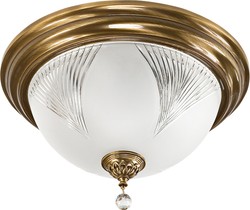 Casa Padrino lampe de couverture en cristal baroque de luxe laiton avec patine / blanc Ø 47 x H. 30 cm