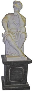 Casa Padrino escultura de mármol estilo antiguo romano sobre columna lado derecho gris / negro A. 200 cm