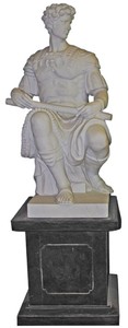 Casa Padrino escultura de mármol estilo antiguo romano sobre columna lado izquierdo gris / negro A. 200 cm