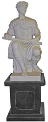 Casa Padrino Scultura in Marmo in Stile Antico Romano su Colonna Lato Sinistro Grigio / Nero A. 200 cm