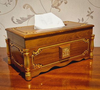 Casa Padrino caja de pañuelos barroco de lujo marrón / oro - Hecho en Italia