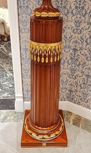 Prunkvolle Luxus Barock Massivholz Säule Braun Gold
