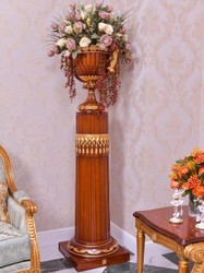 Prunkvolle Luxus Barock Massivholz Deko Vase Blumenvase Braun Gold
