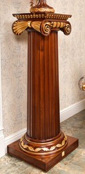 Prunkvolle Luxus Barock Massivholz Säule Dunkelbraun Gold