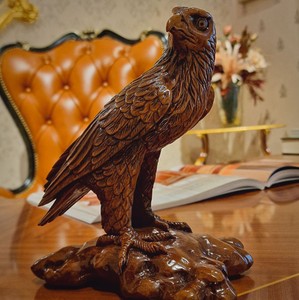 Casa Padrino escultura decorativa de lujo águila marrón 20 cm - Figura de madera maciza - Hecho en Italia