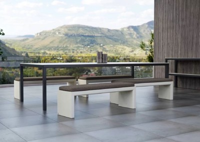 Casa Padrino Luxus Gartenbank Dunkelgrau / Matt Weiß 180 cm - Outdoor Garten Sitzbank