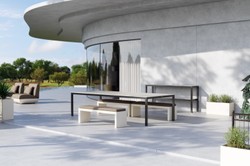 Casa Padrino banco de jardín de lujo gris oscuro / blanco mate 180 cm - Banco para exterior Casa Padrino banco de jardín de lujo gris oscuro / blanco mate 180 cm - Banco para exterior