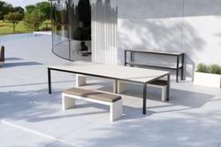 Casa Padrino banco de jardín de lujo gris oscuro / blanco mate 180 cm - Banco para exterior Casa Padrino banco de jardín de lujo gris oscuro / blanco mate 180 cm - Banco para exterior