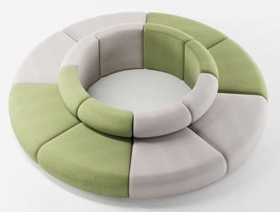 Casa Padrino divano di lusso grigio / verde Ø 340 x A. 72 cm - Divano modulare rotondo - Mobili di lusso