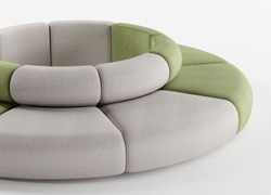 Casa Padrino canapé de luxe gris / vert Ø 340 x H. 72 cm - Canapé rond modulable - Meubles de luxe
