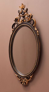 Ovaler Luxus Barock Spiegel Wandspiegel Schwarz Gold
