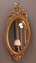 Ovaler Luxus Barock Spiegel Wandspiegel Braun Gold