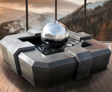 Casa Padrino fontana di lusso grigio / argento 130 cm - Fontana da giardino con palla decorativa