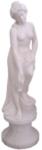 Casa Padrino Escultura de Mármol Art Nouveau Mujer en Columna Blanco A. 120 cm