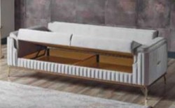 Luxus Wohnzimmer Sofa mit Schlaffunktion Grau Gold