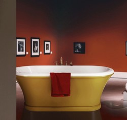 Freistehende Jugendstil Retro Stil Badewanne Gelb Weiß