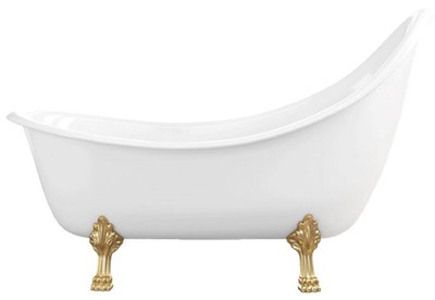 Casa Padrino baignoire Art Nouveau blanc / or 180 cm - Baignoire autoportante style rétro