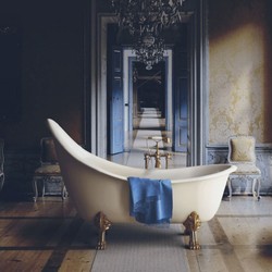 Casa Padrino baignoire Art Nouveau blanc / or 180 cm - Baignoire autoportante style rétro