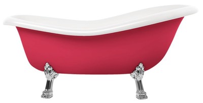 Casa Padrino Art Nouveau bathtub red / white / silver 168 cm - Freestanding retro style bathtub