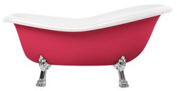 Casa Padrino Art Nouveau bathtub red / white / silver 168 cm - Freestanding retro style bathtub