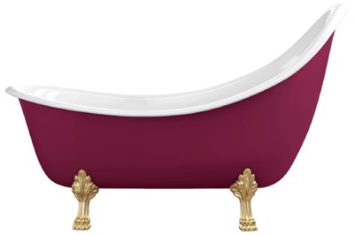 Casa Padrino baignoire Art Nouveau violet / blanc / or 180 cm - Baignoire autoportante style rétro