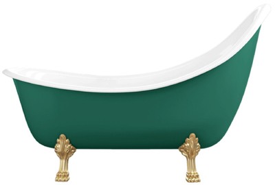 Casa Padrino baignoire Art Nouveau vert / blanc / or 180 cm - Baignoire autoportante style rétro