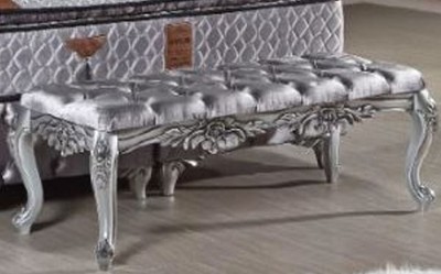 Casa Padrino banc baroque en velours argent - Magnifique meubles baroques