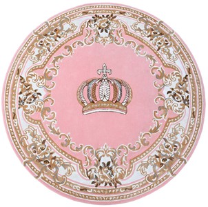 Runder Harald Glööckler Luxus Teppich Pompöös by Casa Padrino Rosa Weiß Braun