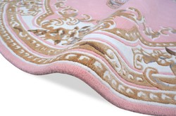 Pompöös de Casa Padrino Tapis Rond Baroque de Luxe Couronne de Harald Glööckler Rose / Blanc / Marron - Différentes Tailles
