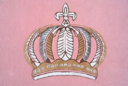 Pompöös de Casa Padrino Tapis Rond Baroque de Luxe Couronne de Harald Glööckler Rose / Blanc / Marron - Différentes Tailles