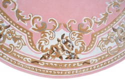 Pompöös de Casa Padrino Tapis Rond Baroque de Luxe Couronne de Harald Glööckler Rose / Blanc / Marron - Différentes Tailles