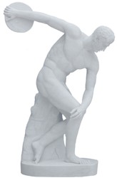 Casa Padrino scultura in marmo decorativa da giardino lancia disco grigio A. 170 cm