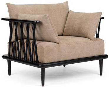 Casa Padrino poltrona di lusso beige / nero A. 77,5 cm - Mobile da soggiorno di lusso