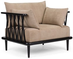 Casa Padrino poltrona di lusso beige / nero A. 77,5 cm - Mobile da soggiorno di lusso