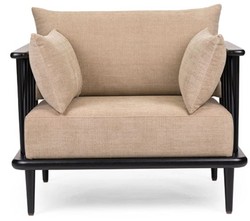 Casa Padrino poltrona di lusso beige / nero A. 77,5 cm - Mobile da soggiorno di lusso