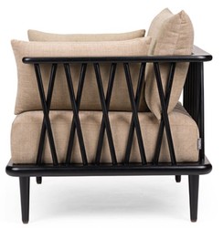 Casa Padrino poltrona di lusso beige / nero A. 77,5 cm - Mobile da soggiorno di lusso