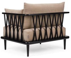 Casa Padrino poltrona di lusso beige / nero A. 77,5 cm - Mobile da soggiorno di lusso