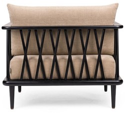 Casa Padrino poltrona di lusso beige / nero A. 77,5 cm - Mobile da soggiorno di lusso
