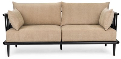 Casa Padrino Luxus Sofa Beige / Schwarz 169,5 cm - Luxus Wohnzimmer Möbel