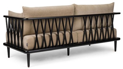 Casa Padrino Luxus Sofa Beige / Schwarz 169,5 cm - Luxus Wohnzimmer Möbel