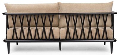 Casa Padrino Luxus Sofa Beige / Schwarz 169,5 cm - Luxus Wohnzimmer Möbel
