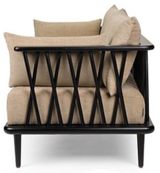 Casa Padrino sofá de lujo beige / negro 169,5 cm - Muebles de salón de lujo