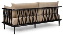 Casa Padrino sofá de lujo beige / negro 169,5 cm - Muebles de salón de lujo