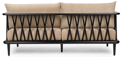 Casa Padrino sofá de lujo beige / negro 169,5 cm - Muebles de salón de lujo
