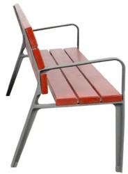 Casa Padrino banco de parque - Banco urbano con respaldo y reposabrazos rojo / gris 180 cm